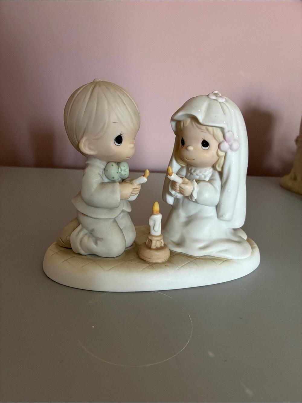 Precious Moments Kneeling Bride & Groom Figurine - the lord is your light to hap